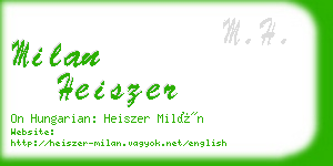 milan heiszer business card